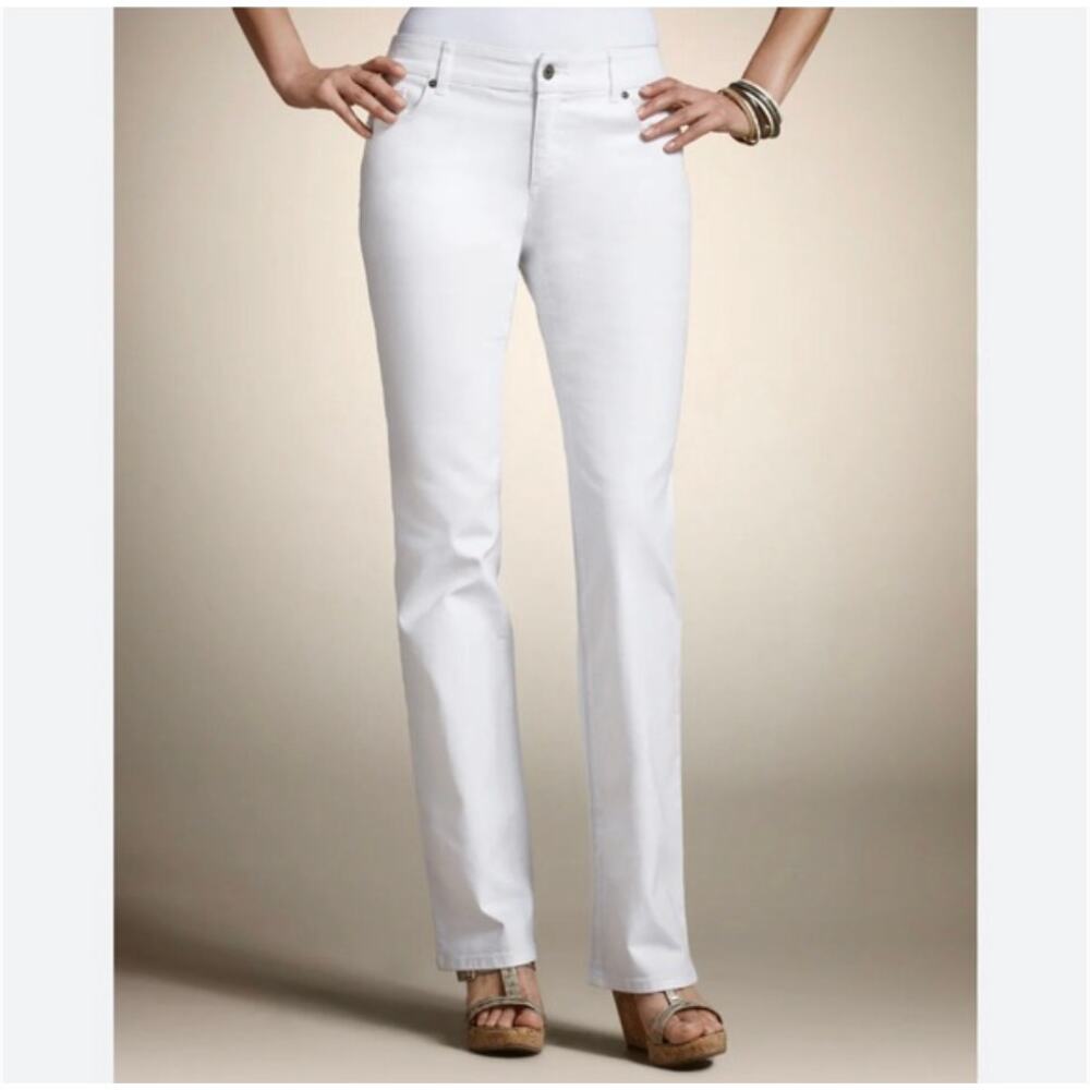 Chico's Platinum White Marquis Denim Jeans Size 2.5 L/14 Mature Classic Minimal
